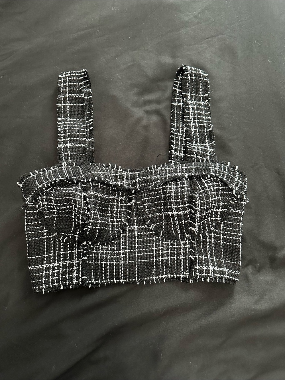 H&M Black and White Tweed Crop Top